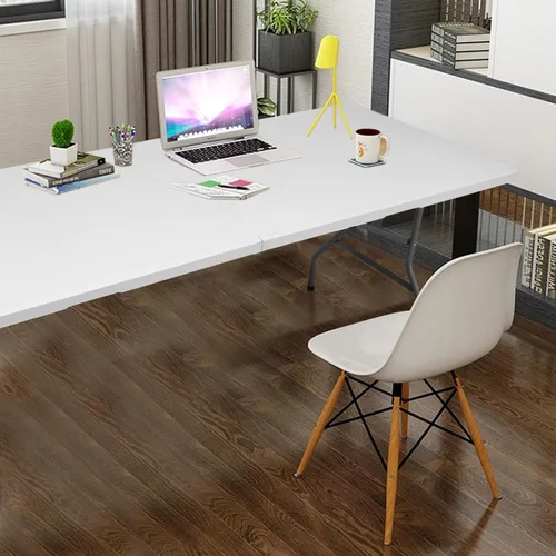 Miniatura 4 de Mesa plegable de plástico, mesa plegable de 5 pies, mesas portátiles de plástico para cenas, fiestas, tarjetas, picnic, campamento, granito blanco