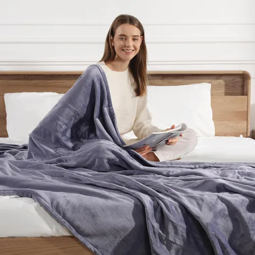 Miniatura 10 de Manta eléctrica de tamaño matrimonial con 5 niveles de calor y temporizador de 10 horas, manta térmica de franela doble acogedora de alta calidad