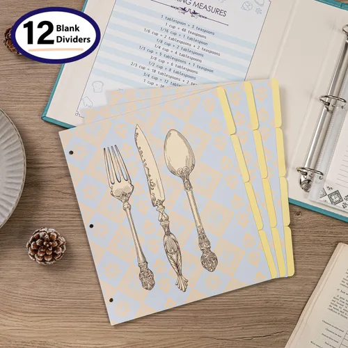 Miniatura 7 de COFICE Carpeta de Recetas – Kit de Carpeta de Libro de Recetas en Blanco de 8.5x11 Pulgadas con 3 Anillos para Familia, para Escribir tus Propias