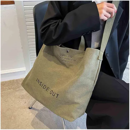 Miniatura 8 de Bolso de mano de lona grande para mujer, bolso de trabajo para hombro, bolso cruzado con asa superior, estilo vintage, estilo grunge, hobo