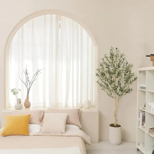 Miniatura 7 de Realead Árbol de olivo sintético de 6 pies, plantas de olivo alto, árbol de seda de olivo falso en maceta, olivos artificiales para decoración
