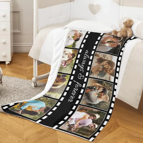 Miniatura 4 de Mantas personalizadas con fotos, regalos personalizados para parejas, manta con fotos personalizada, regalos para siempre y para siempre, regalo