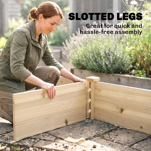 Miniatura 8 de Outsunny Kit de cama de jardín elevada de madera de 8 x 2 pies, maceta elevada para exteriores, parte inferior y forro autodrenante, patio