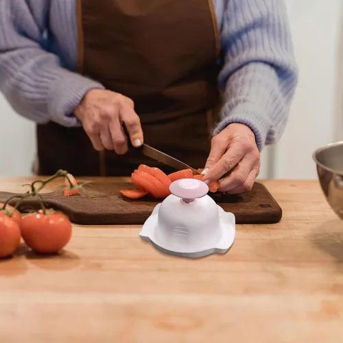 Miniatura 9 de Hemoton Soporte de seguridad alimentaria para rebanador de mandolina, paquete de 2 unidades de cortador de verduras, protector de dedos, protector