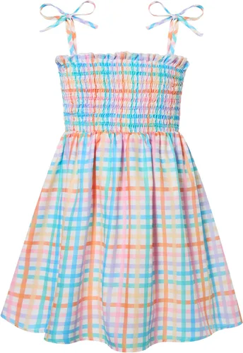 Miniatura 27 de Vieille Vestido de verano para niñas pequeñas, vestido de verano con tirantes delgados, vestido de princesa estampado floral, vestido casual