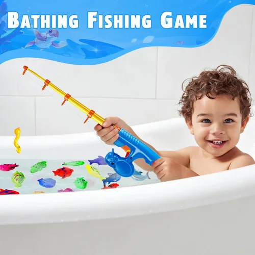 Miniatura 7 de CozyBomB™ Juego de juguetes de pesca magnética para niños Mesa de agua, bañera, piscina infantil, fiesta, caña con red, peces de plástico