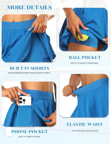 Miniatura 4 de JoyGirl Falda de tenis para mujer con pantalones cortos plisados para golf, cintura alta, para entrenamiento, atletismo, correr, faldas con bolsillos