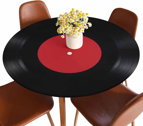 Miniatura 23 de Mantel de ajedrez blanco y negro con cuadrículas redondas, planos, abstracto, impermeable, lavable, para mesa de comedor ajustable de 40 a 44