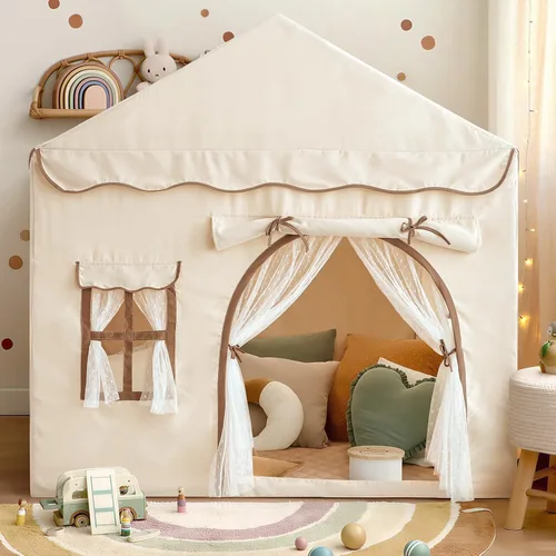 Tienda de campaña para niños con doble puerta para niños, castillo de aventura de fantasía portátil para niños y niñas, tienda de campaña para niños