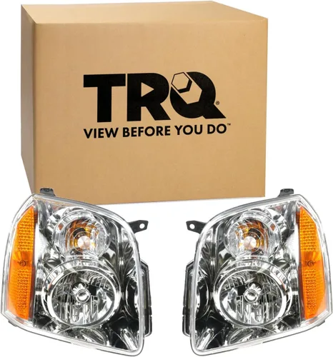 Miniatura 13 de TRQ Juego de 2 piezas de montaje de faros delanteros halógenos cromados y bisel negro para el lado del conductor y del pasajero compatible con Ford
