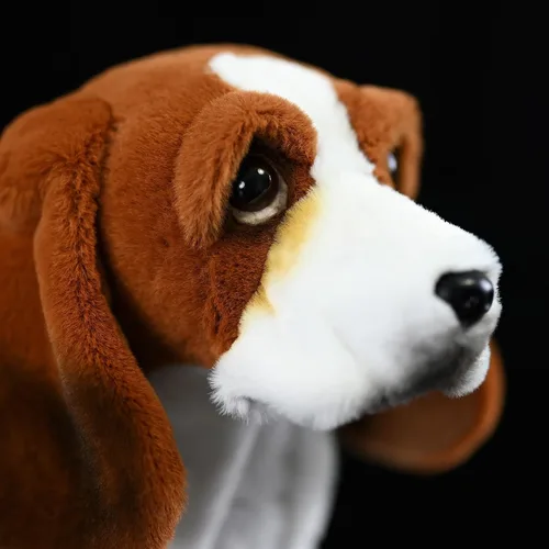 Miniatura 6 de Animal de peluche realista de Basset Hound francés, 12 pulgadas de largo, realista, esponjoso, marrón, cachorro, regalo de peluche