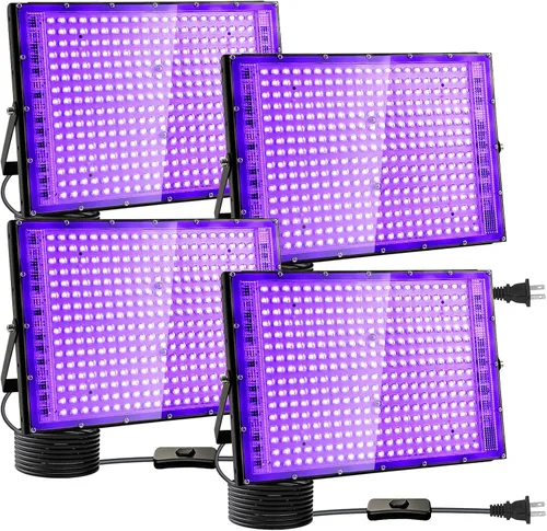 Miniatura 14 de Paquete de 2 luces negras UV de 100 W, IP65 impermeable, luz de fiesta brillante, iluminación de escenario, Halloween, pintura corporal, póster