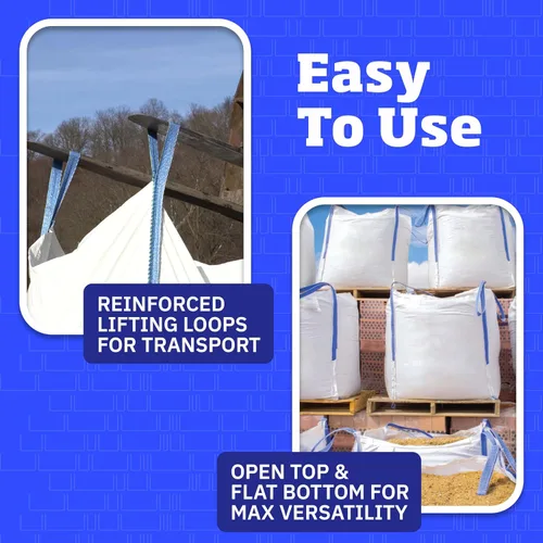 Miniatura 5 de DURASACK Bolsas de basura resistentes para constructores, 378 l, blancas, tejidas, de polipropileno, para demolición y construcción, con capacidad