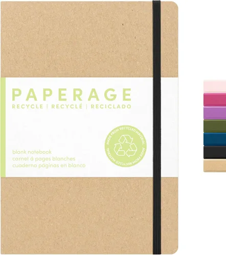 Miniatura 9 de PAPERAGE - Libreta de rayas con líneas recicladas, (color negro), 160 páginas, tamaño mediano de 5.6 x 8 pulgadas - papel grueso de 100 g/m²