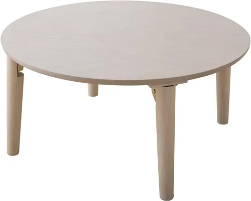EMOOR Mesa de centro plegable de madera redonda (25.6 pulgadas), color blanco, mesa baja para sentarse en el suelo, espacio pequeño, minimalista,