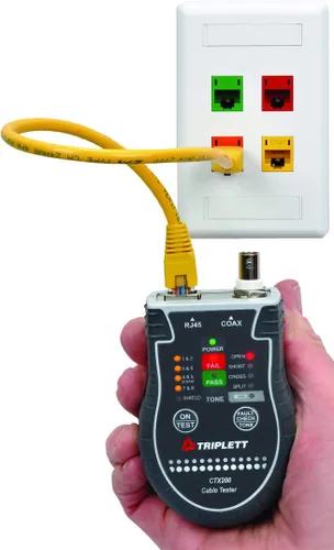 Miniatura 6 de Triplett CTX200 Tester LAN CAT de bolsillo para cables RJ45, CAT 5/6 y coaxiales con resultados instantáneos de paso/fallo