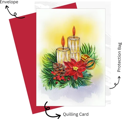 Miniatura 6 de Tarjeta de Navidad con velas, tarjeta de felicitación de flores de Navidad, para mamá, papá, abuela, amigo, jefe, compañero de trabajo