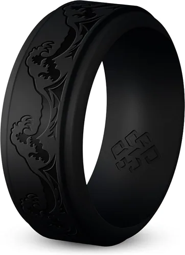 Miniatura 20 de Knot Theory Anillo de silicona para hombre, grabado de montaña, ondas, bosque, ancho de banda de 0.315 pulgadas, transpirable, ajuste cómodo