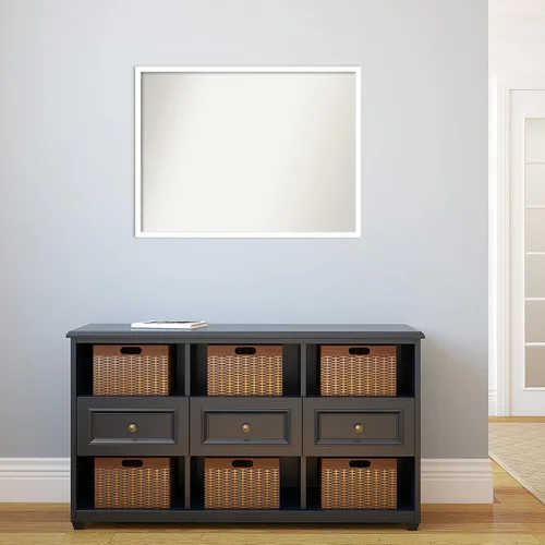 Miniatura 239 de Amanti Art Espejo de baño blanco para sobre el fregadero, 32 x 45 pulgadas, espejo de tocador rectangular blanco esbelto, marco de madera moderno