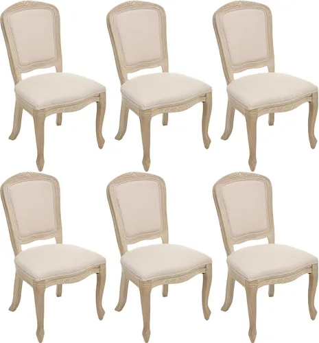 Miniatura 46 de Kmax Sillas de comedor estilo granja, patas de madera marrón, elegantes sillas de cocina copetudas, sillas de dormitorio francesas desgastadas