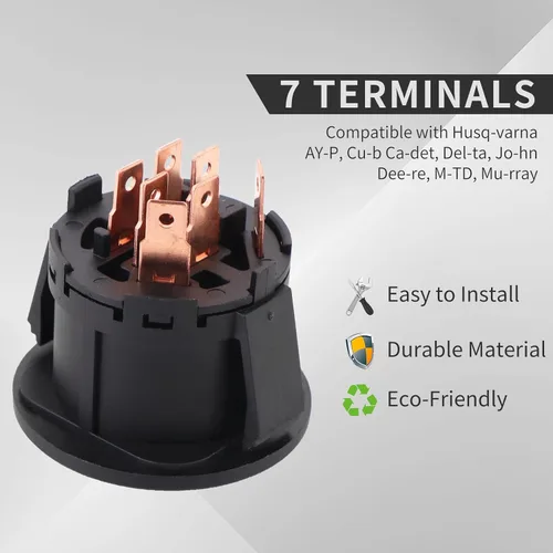 Miniatura 4 de Interruptor de encendido Tektall con llave de 7 terminales, reemplazo para John Deere L100 L105 L107 L108 L110 L111 L118 L120 L130 125 135 145 155c