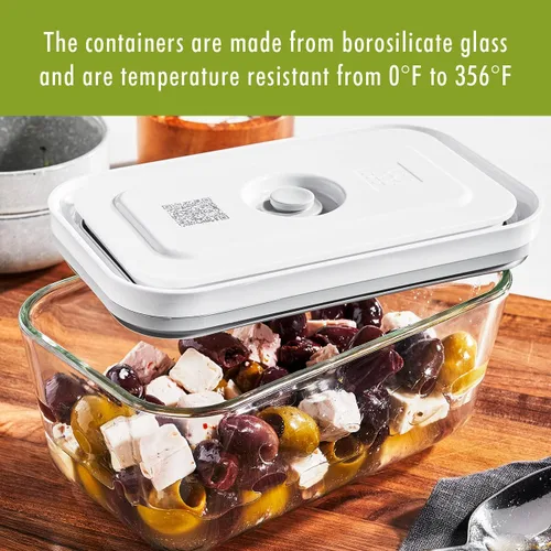 Miniatura 11 de ZWILLING Fresh & Save Recipiente hermético de vidrio para almacenamiento de alimentos, contenedor de preparación de comidas, tamaño mediano