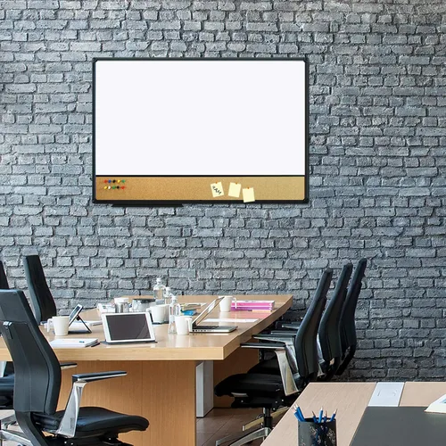 Miniatura 4 de JILoffice - Pizarrón blanco y corcho combinado para anuncios, tablero combinado 36 x 24 pulgadas, pizarrón magnético, marco de aluminio negro