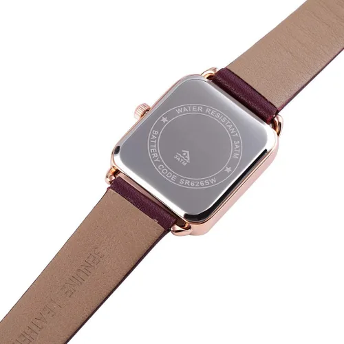 Miniatura 4 de carlien Reloj de cuarzo para mujer, elegante, rectangular, con correa de cuero y corona de zafiro