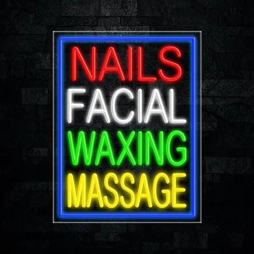Nail - Letrero de neón LED para masaje facial con cera #31259, fabricado en Estados Unidos