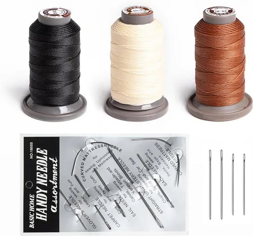 WUTA Juego de agujas de coser a mano de hilo encerado, suministros de costura de cuero para tapicería del hogar, bolsas de lona de cuero, sofá,