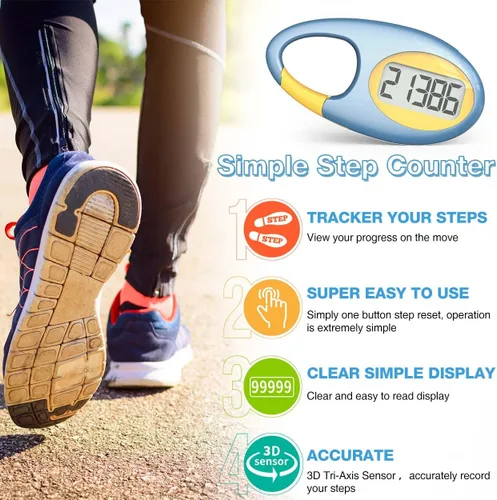 Miniatura 2 de Contador de pasos 3D simple, podómetro para caminar, rastreador de pasos con cordón para el cuello/mosquetón para hombres, mujeres, adolescentes