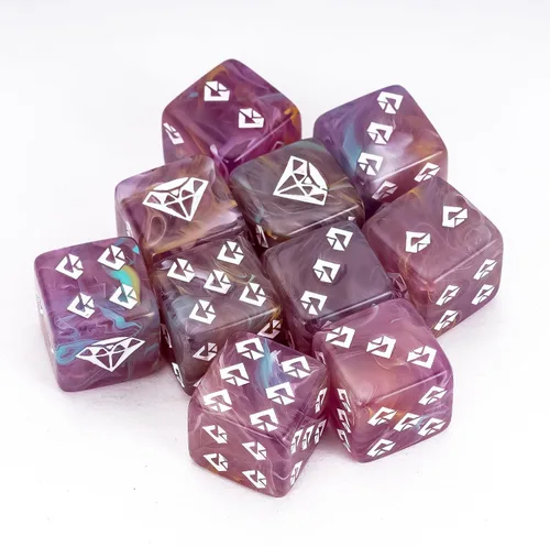 Miniatura 7 de Juego de 10 dados D6 de 16 mm, juego de dados blancos de 6 lados para juegos de mesa RPG A-white