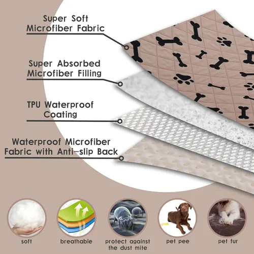 Miniatura 2 de nanbowang - Funda impermeable para cama de perro – Manta para mascotas, protector de muebles para niños, niños, perros y gatos, reversible
