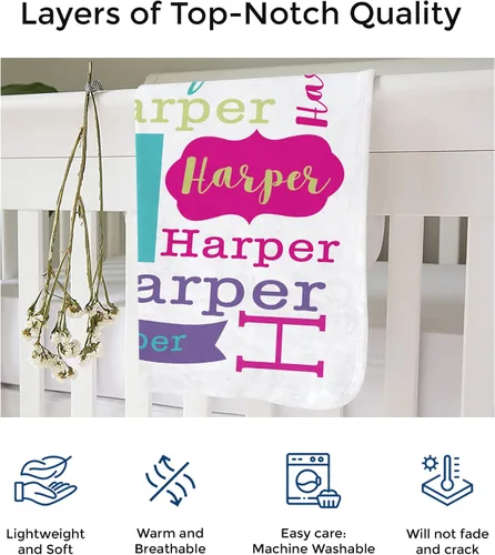 Miniatura 4 de Mantas de bebé personalizadas con nombre para niñas, regalos personalizados para bebé, manta personalizada para recién nacidos con nombre, forro