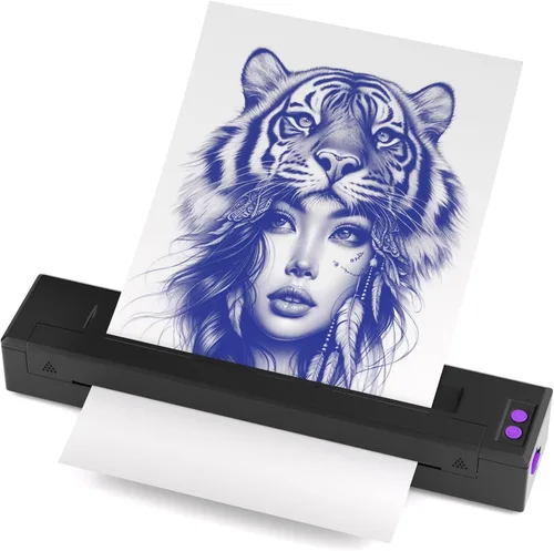 Impresora inalámbrica de plantillas de transferencia de tatuajes 2026, máquina de tatuaje caliente con 20 papeles de transferencia, kit de impresora