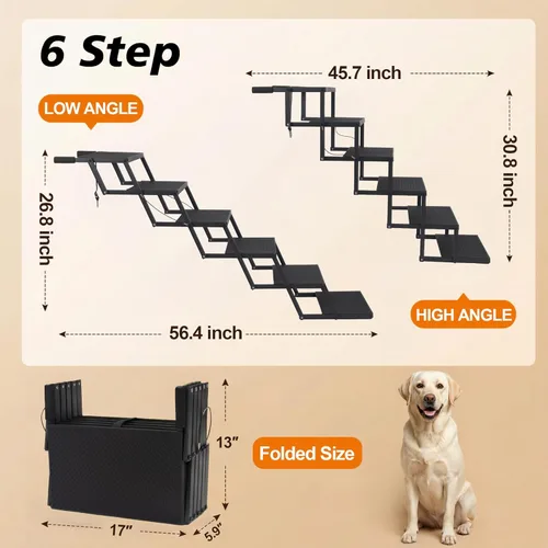 Miniatura 2 de Escalones para perros para automóvil, camión, SUV, rampas para perros con superficie de alta tracción, escaleras portátiles impermeables para perros