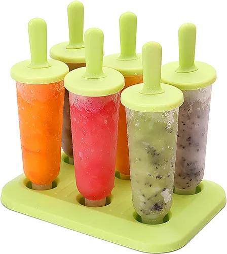 6 moldes para paletas de hielo, moldes de paletas con palos, para paletas de helado de bricolaje (verde, largo)
