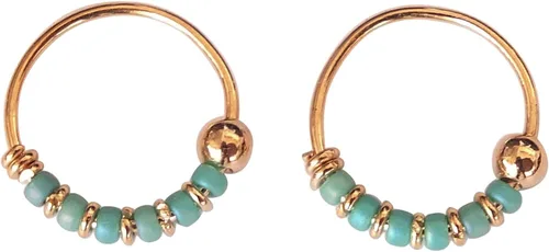 Miniatura 8 de Creations - Par de aretes de aro hechos a mano con cuentas de cartílago pequeño de 0.394 pulgadas, plata de ley 925, cuentas de color blanco, aros