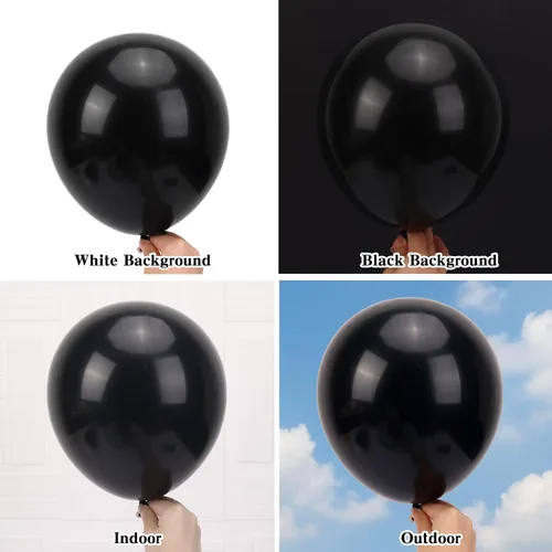 Miniatura 3 de RUBFAC 154 globos negros de diferentes tamaños de 18, 12, 10, 5 pulgadas para kit de arco de guirnalda, globo de látex para fiesta de graduación
