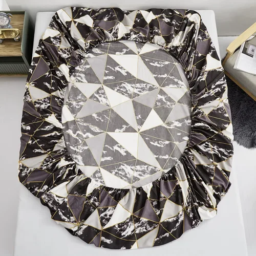 Miniatura 3 de KAREVER Juego de sábanas de mármol negro, juego de ropa de cama de 4 piezas con diseño geométrico de mármol, 1 sábana bajera, 1 sábana encimera