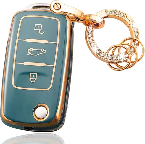 Miniatura 8 de OLLEN Funda para llavero de TPU suave con anillo brillante, apto para Volkswagen VW Jetta Golf Polo MK6 Passat Tiguan Beetle Polo MK7 Passat Cross