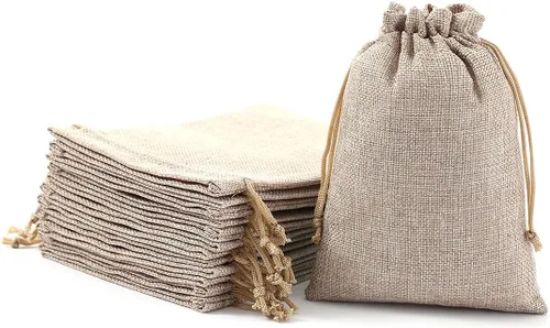 Miniatura 7 de 25 bolsas de arpillera con cordón, bolsa de regalo naranja con cordón, bolsa de joyería, bolsas de arpillera para recuerdos de fiesta de boda