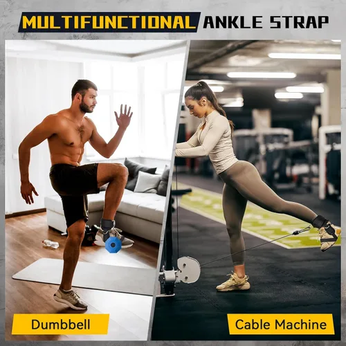 Miniatura 2 de Correas de tobillo para máquina de mancuernas y cables, accesorio de pie con mancuernas para gimnasio con correa de nailon más larga/junta