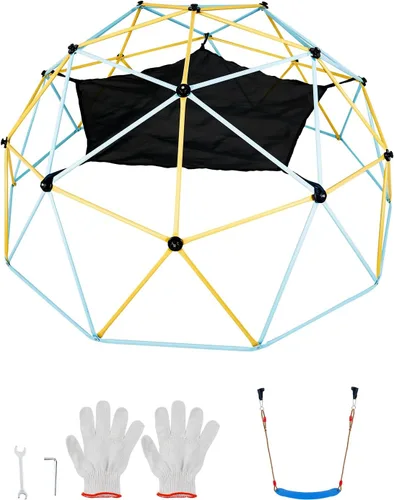 Miniatura 10 de VEVOR - Cúpula de escalada de 10 pies, escalador de cúpula geométrica con hamaca y columpio, gimnasio de jungla con capacidad de 750 lb y fácil