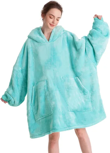 Miniatura 30 de Aemicion - Manta con capucha tipo sudadera tamaño grande, vellón Sherpa con mangas y bolsillo, unisex para adultos, ideal para hogar, oficina