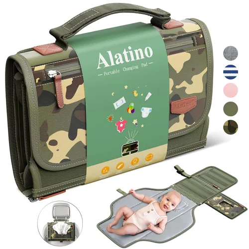 Miniatura 8 de Cambiador de pañales portátil con correa para el hombro, cambiador de viaje desmontable con bolsillo para toallitas para bebé, regalos para baby