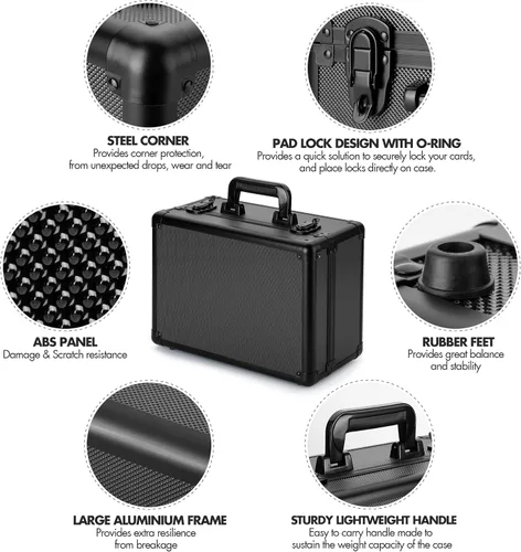 Miniatura 2 de FunGuys Caja de Almacenamiento de Tarjetas Deportivas Clasificadas, Caja de Almacenamiento de Tarjetas Coleccionables, Estuche de Tarjetas Negro
