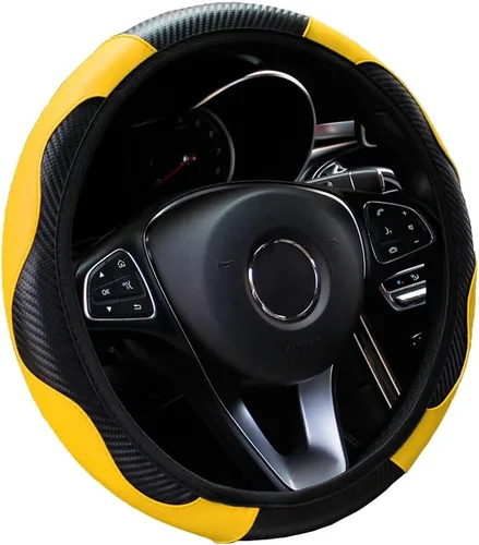 Miniatura 7 de Funda de cuero de fibra de carbono ultra fina para volante, antideslizante y protección solar que protege el volante, fácil de instalar, universal