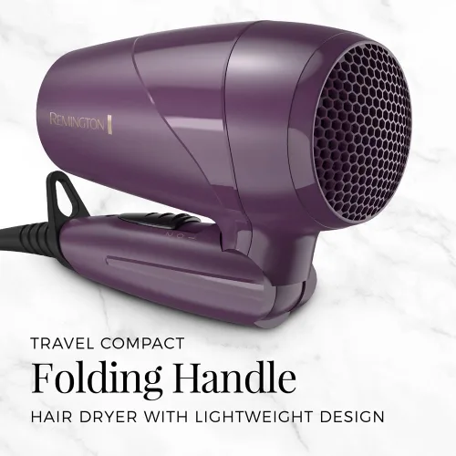 Miniatura 3 de Remington Secador de pelo de viaje, secadora compacta con mango plegable con doble voltaje, revestimiento de cerámica y tecnología térmica avanzada