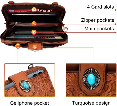 Miniatura 5 de Bolso de mano para mujer, bolso grande con asa superior, bolso de hombro con bolsas cruzadas pequeñas, carteras vintage occidentales en relieve